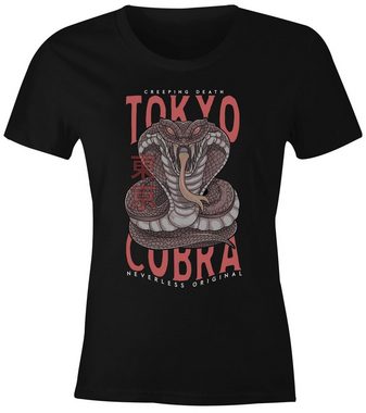 Neverless Print-Shirt Damen T-Shirt Japan Kobra Print Motiv Tokyo Schrift Fashion Streetstyle Slim Fit Neverless® mit Print