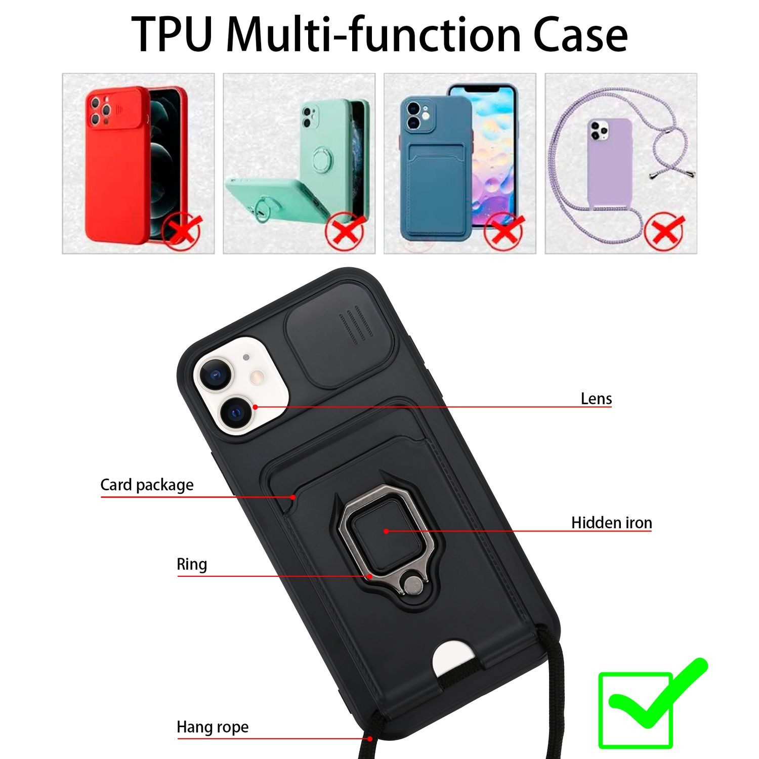Cadorabo Handykette für Apple iPhone 12 Apple iPhone 12, Handykette mit Standfunktion Schutzhülle