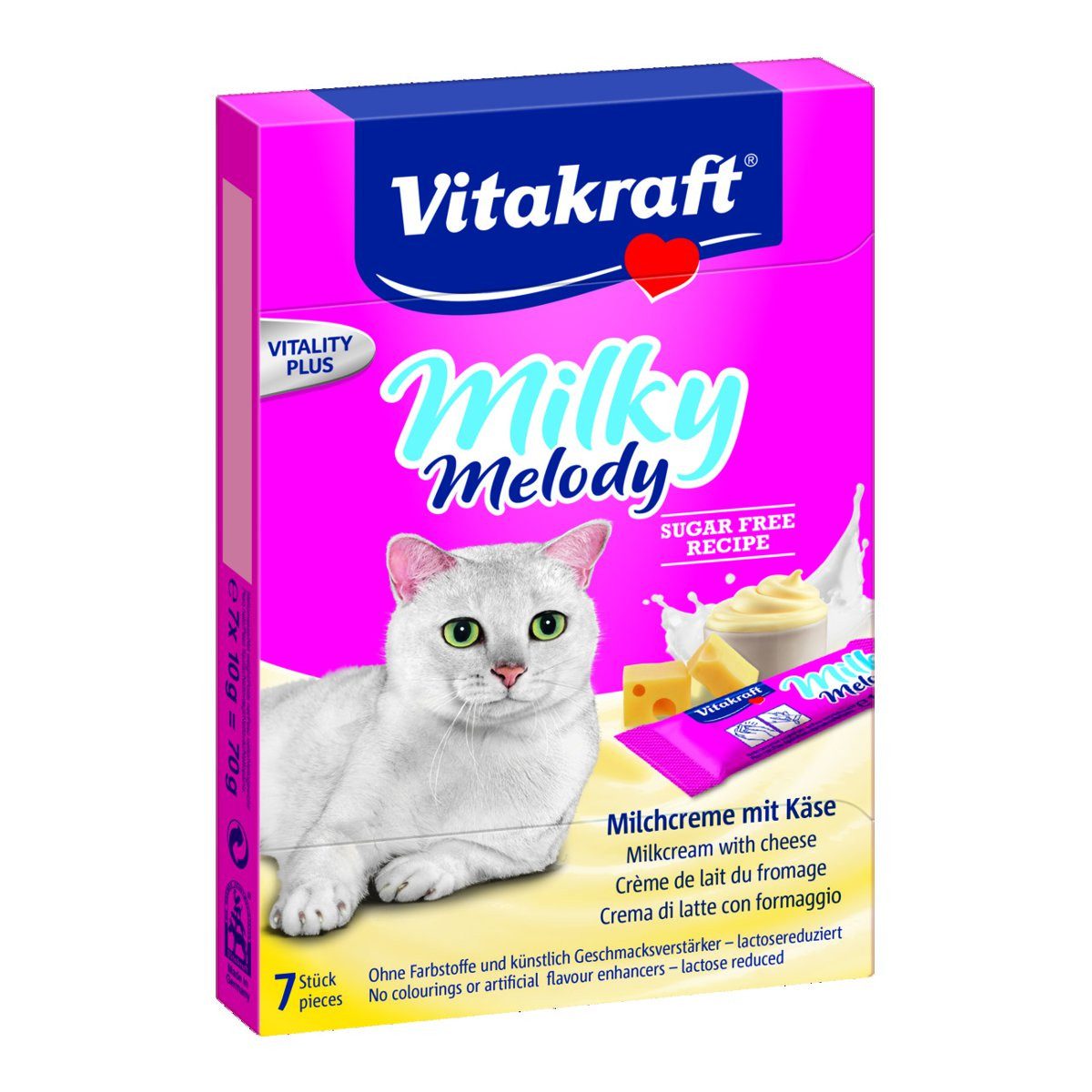 Vitakraft Katzensnack Milky Melody Käse, 70g, Snack für: Katzen