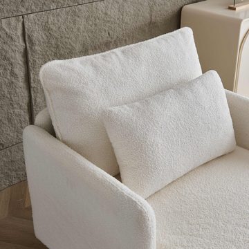 OKWISH Sessel Armlehnensessel, Polstersessel, Akzentstul (mit Stauraum und goldenen stahlbeine,mit Kissen), für Wohnzimmer