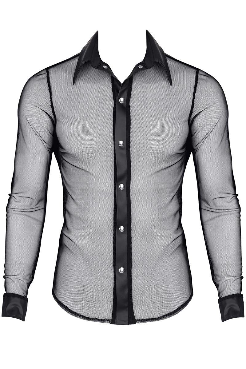 Regnes Fetish Planet Langarmhemd Herren-Hemd in schwarz - S