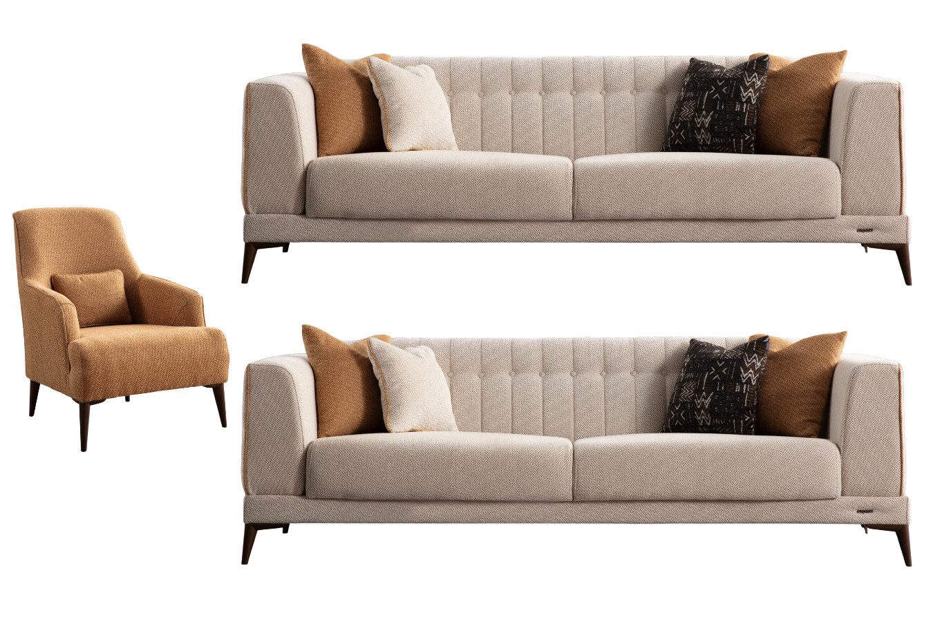 Villa Möbel Polstergarnitur Phoenix, (Set, 3-tlg), Hand made Qualtiy, modernes Design, Schlaffunktion, Mikrofaser Stoff