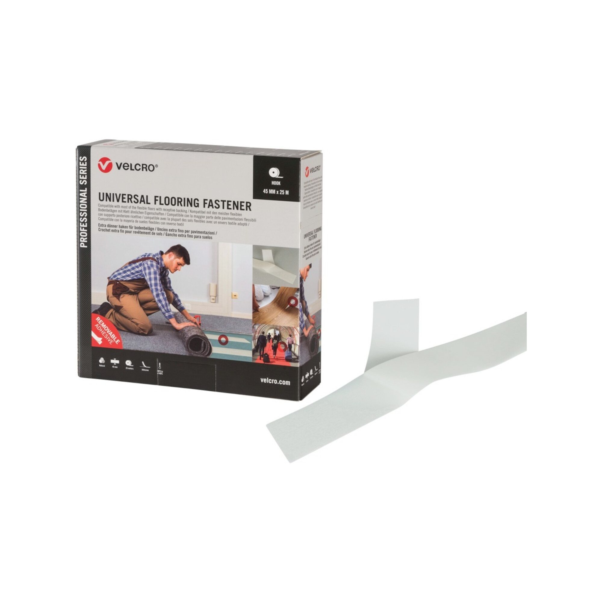 VELCRO Klebeband Klettband 25m Hakenband 45mm weiß