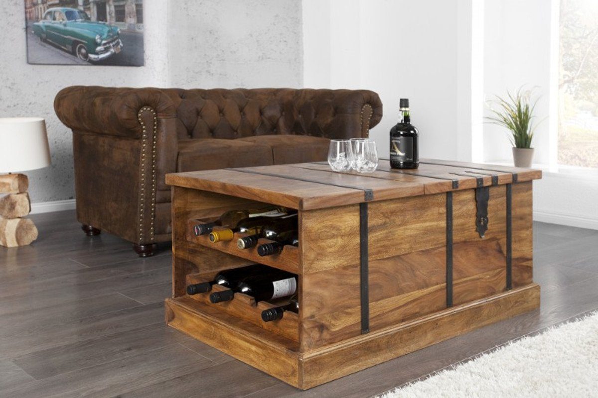 Casa Padrino x - Naturfarben Couchtisch im Landhausstil Bar Wohnzimmermöbel 100cm 60cm x Designer Bartisch H40cm