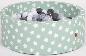 Knorrtoys® Bällebad Soft, Green White Stars, mit300 Bälle grey/white/transparent; Made in Europe