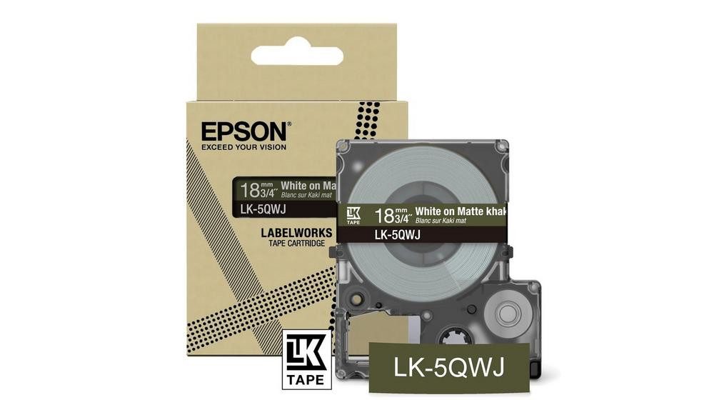 EPSON 18mm Khaki Weiß LK5QWJ Schriftband matt 8m Tintenpatrone
