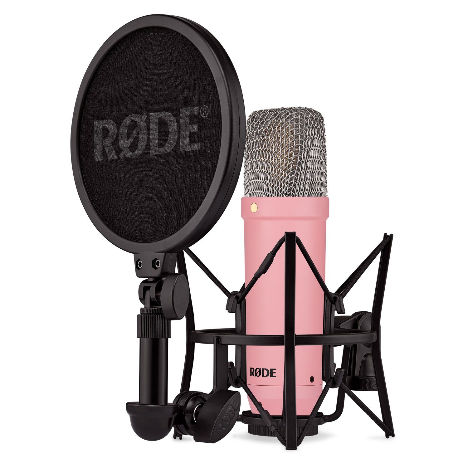 RØDE Mikrofon Rode NT1 Signature Pink Mikrofon mit Gelenkarm Weiss (Studio-Mikrofon), mit Gelenkarm-Stativ Weiss