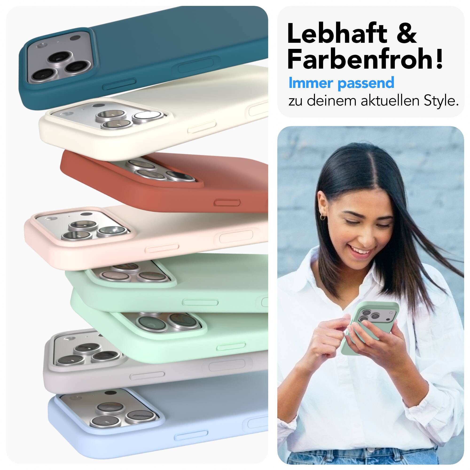EAZY CASE Handyhülle für Apple iPhone 17 Pro Hülle Silikon 6,3 Zoll, Cover Hülle mit Kameraschutz Bumper Case Slimcover kratzfest Mint Grün – Bild 2 von 5