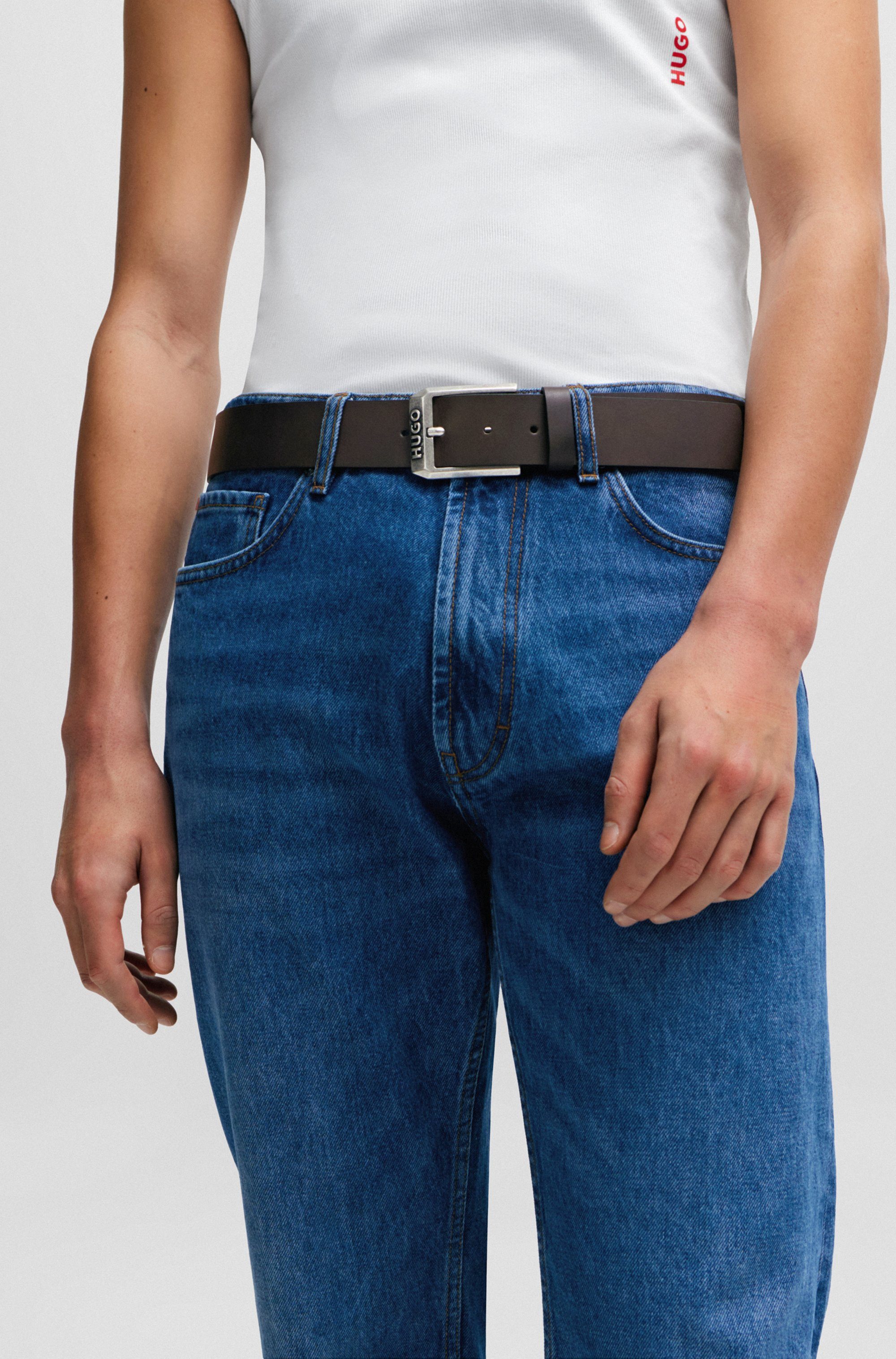 HUGO Ledergürtel Gelio Sz40 mit Markenlabel von HUGO günstig online kaufen