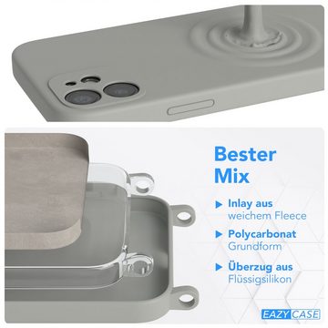 EAZY CASE Handykette Runde Kette für Apple iPhone 12 Mini 5,4 Zoll, Schutzhülle zum Umhängen Hülle mit Umhängeband Kettenhülle Grau Taupe
