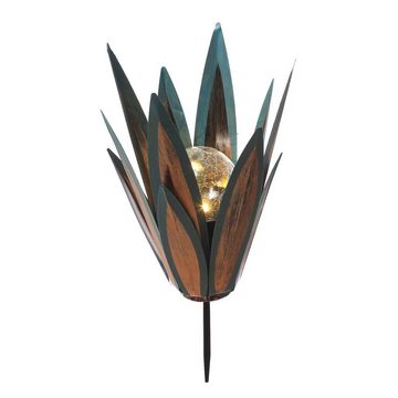 MARELIDA LED Solarleuchte LED Solar Gartenstecker Blume Seerose mit Metallblättern Solarleuchte, LED Classic, warmweiß (2100K bis 3000K)