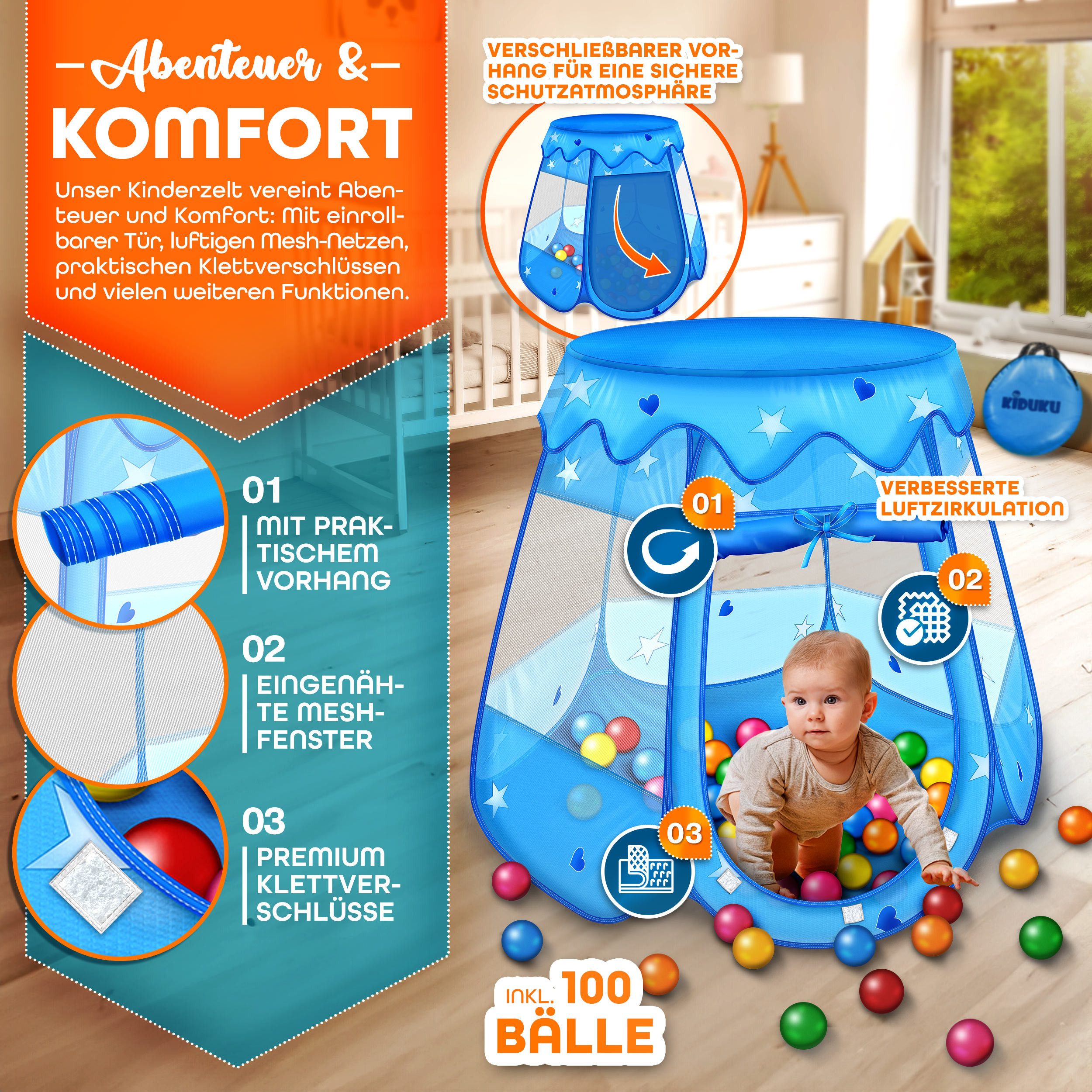KIDUKU Bällebad KIDUKU® Kinderzelt Bällebad Babyzelt Spielhaus Spielzelt + günstig online kaufen