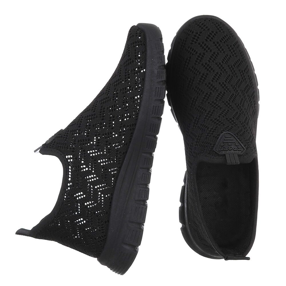 Ital-Design Sportlicher Damenschuh mit atmungsaktivem Obermaterial Slip-On Sneaker (88843507) Keilabsatz/Wedge Sneakers Low in Schwarz
