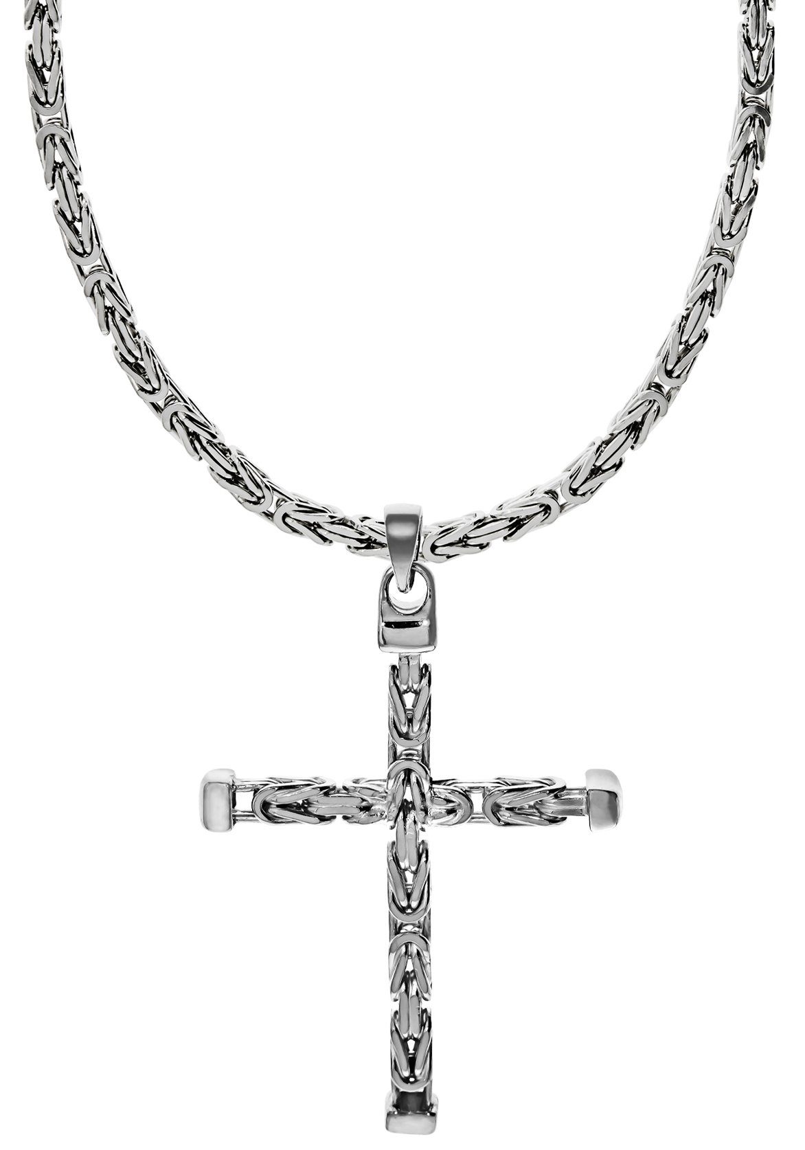 Kette mit Anhänger Schmuck Geschenk Silber 925 Halsschmuck Halskette 4-kant Königskette