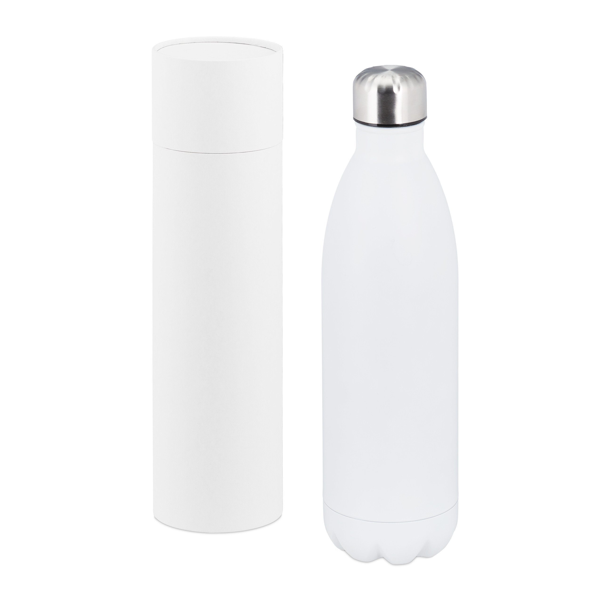 relaxdays Thermoflasche Thermo Trinkflasche 1 Liter, Weiß Weiß Silber
