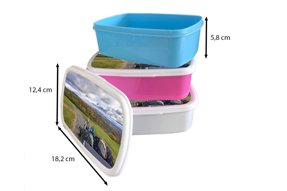 MuchoWow Lunchbox Traktor - Natur Wolke, Kunststoff Kinder, Brotbox - Kunststoff, Mädchen, (2-tlg), Brotdose für rosa Erwachsene, Snackbox