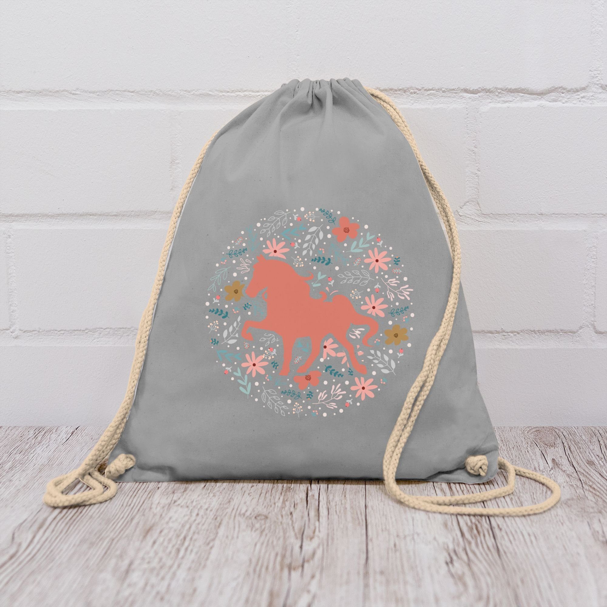 Shirtracer Turnbeutel Pferd mit Blumen, Pferd