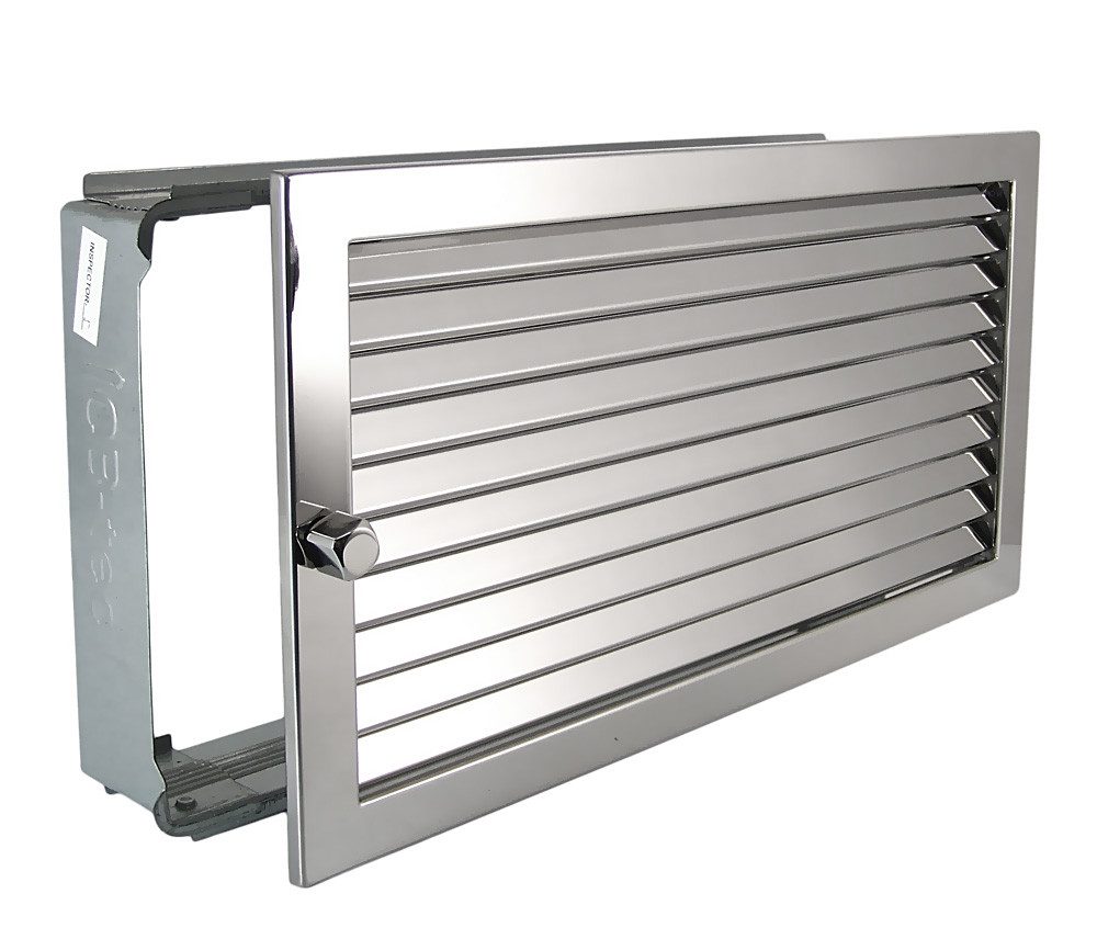 CB-TEC Lüftungsgitter Warmluftgitter WG 4523 ESG Edelstahl Hochglanz 450 x 230 Abluftgitter, Regulierbare Edelstahl Lamellen