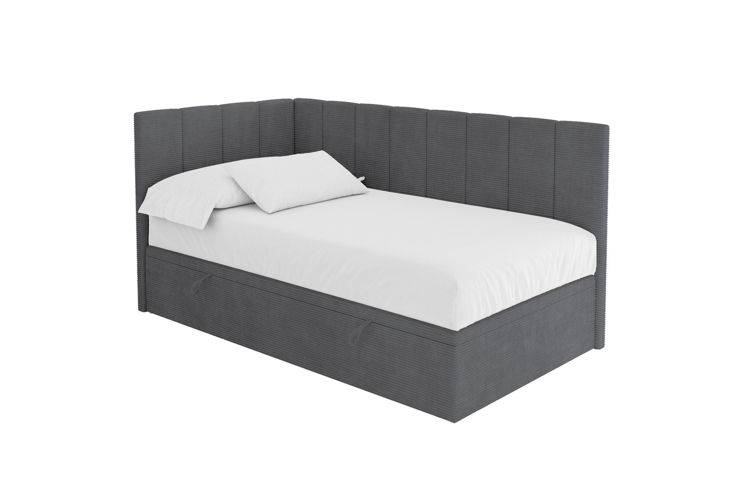 ALTDECOR Jugendbett LOVY (Jugendbett mit Bettkasten und Lattenrost, Polsterbett ohne Matratze), Eizelbett mit Stauraum, Bett mit Kopfteil