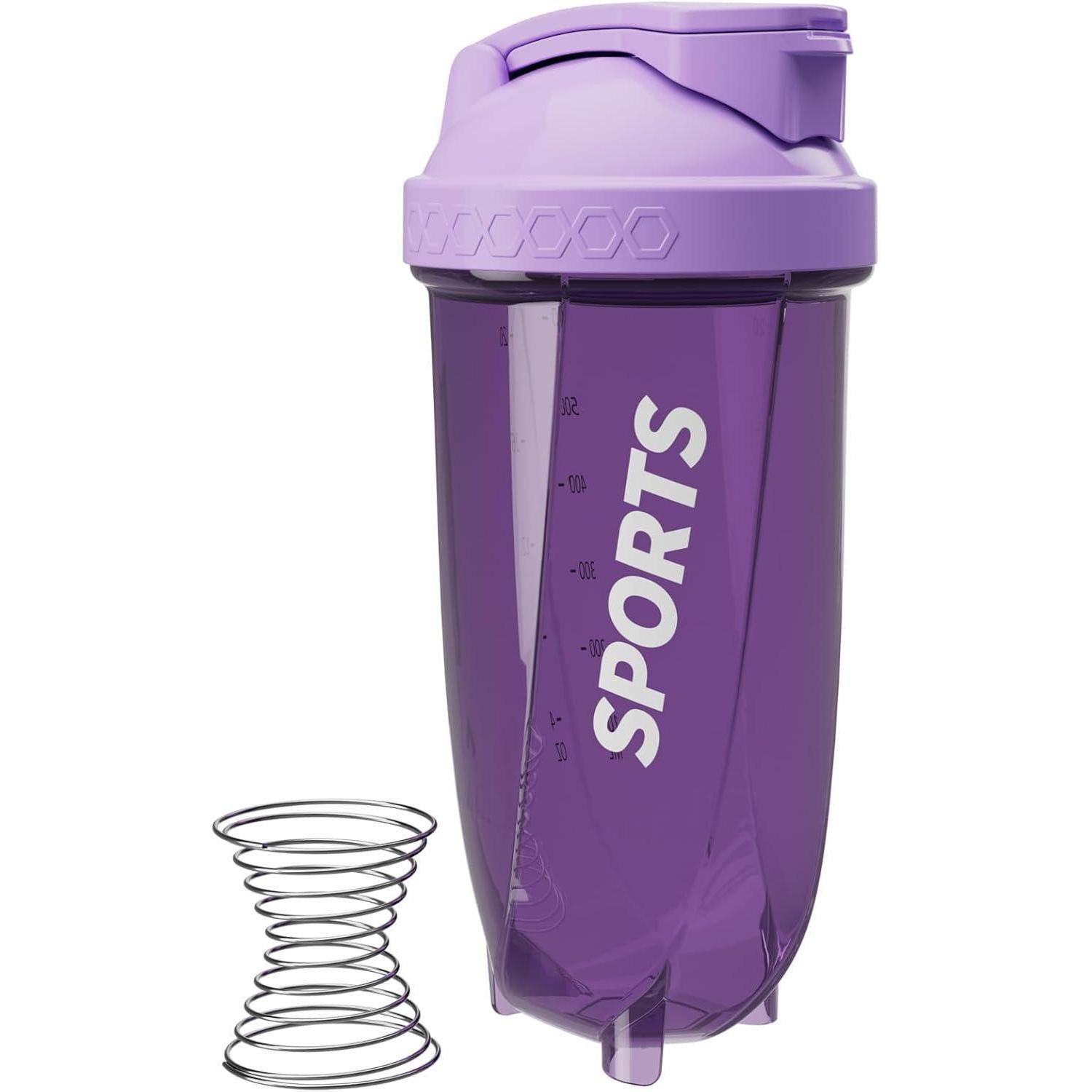 LuxusKollektion Protein Shaker Proteinshaker 600ml Hexagondesign Öffnung Tragegriff Violett