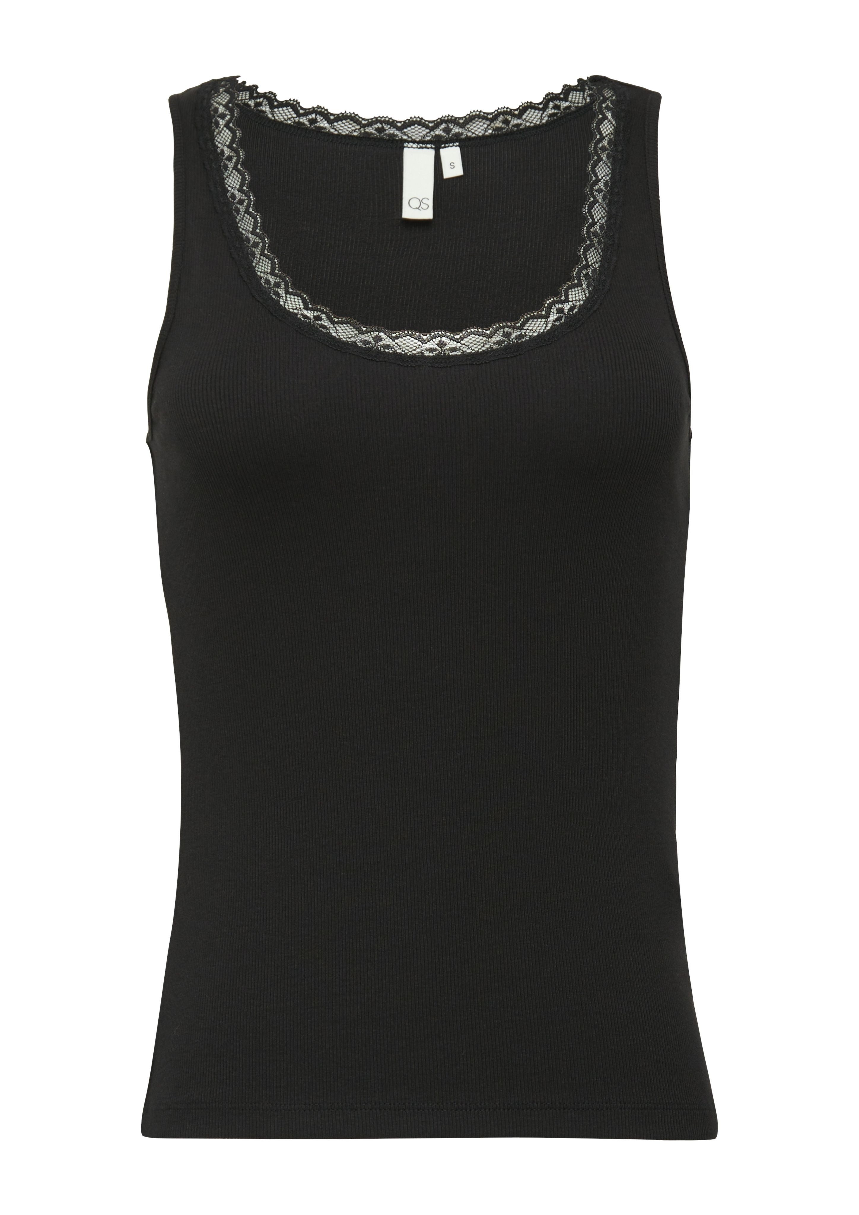 QS Shirttop Ripptop mit Spitze am günstig online kaufen
