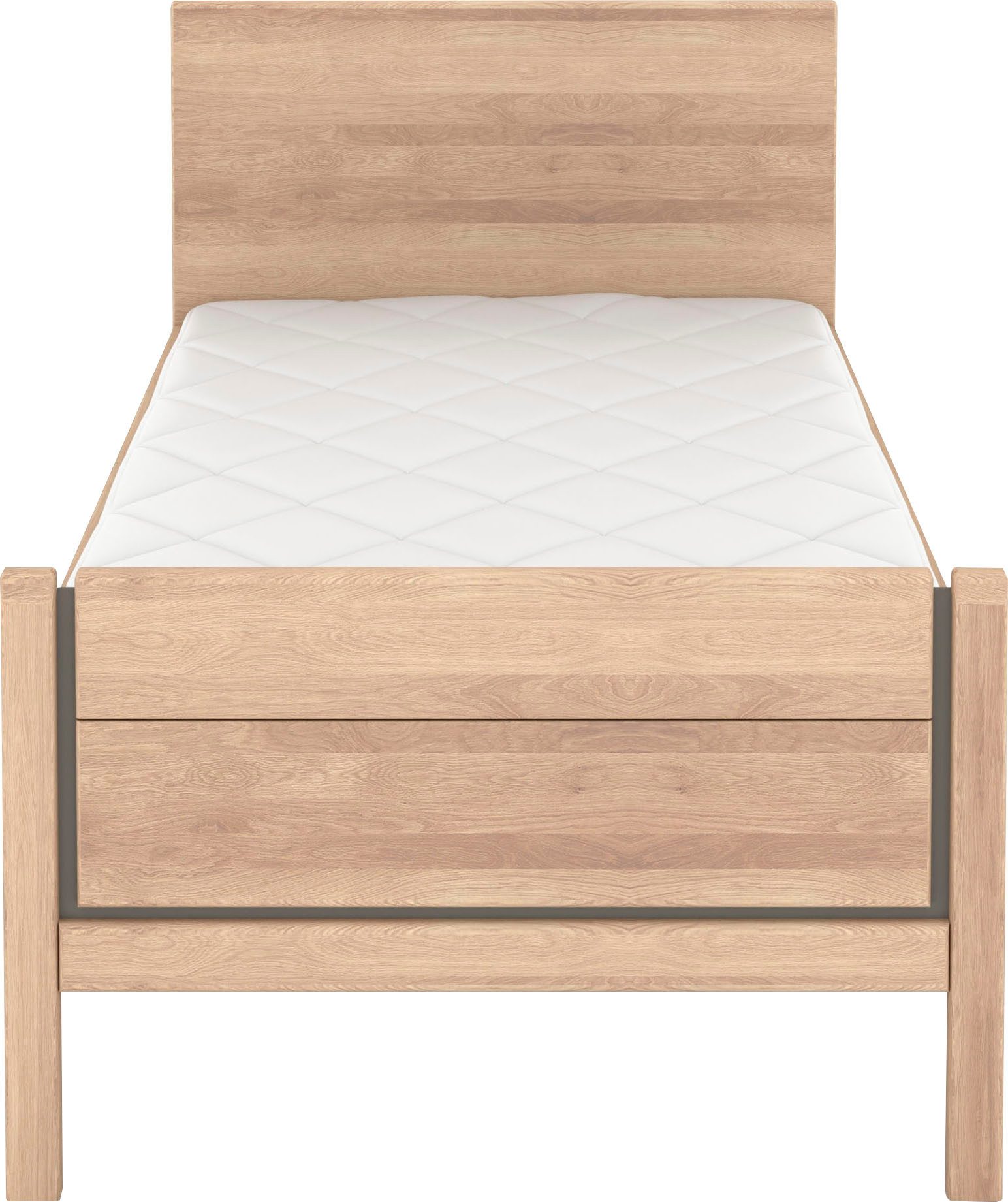 Musterring Holzbett Sorrent, Bettgestell, Bettrahmen, teilmassiv Eiche (MADE IN GERMANY), Eiche teilmassiv, Liegehöhenverstellung, Stollenfußteil
