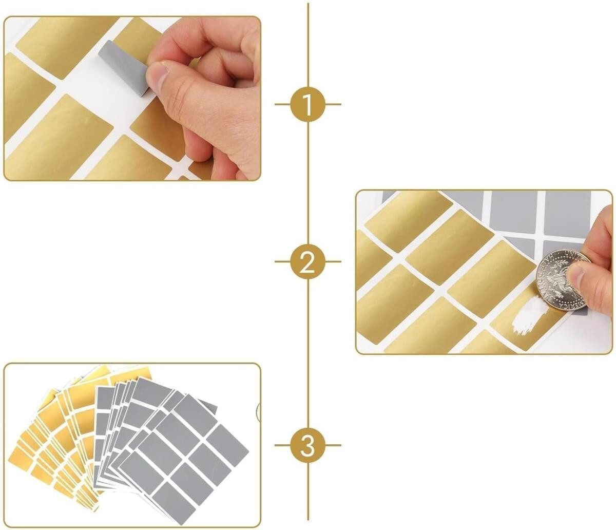 FELIXLEO Aufkleber 200 Rubbelaufkleber Rechteck Scratch Sticker für Party DIY 23x42mm, (200tlg)