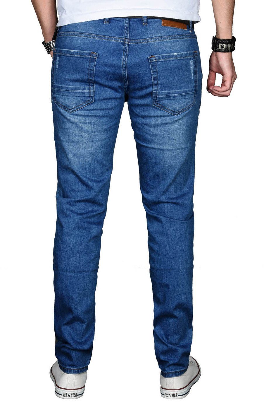 mit Elasthan Straight-Jeans Alessandro Salvarini blau 2% ASMinero Fit Jeans Slim