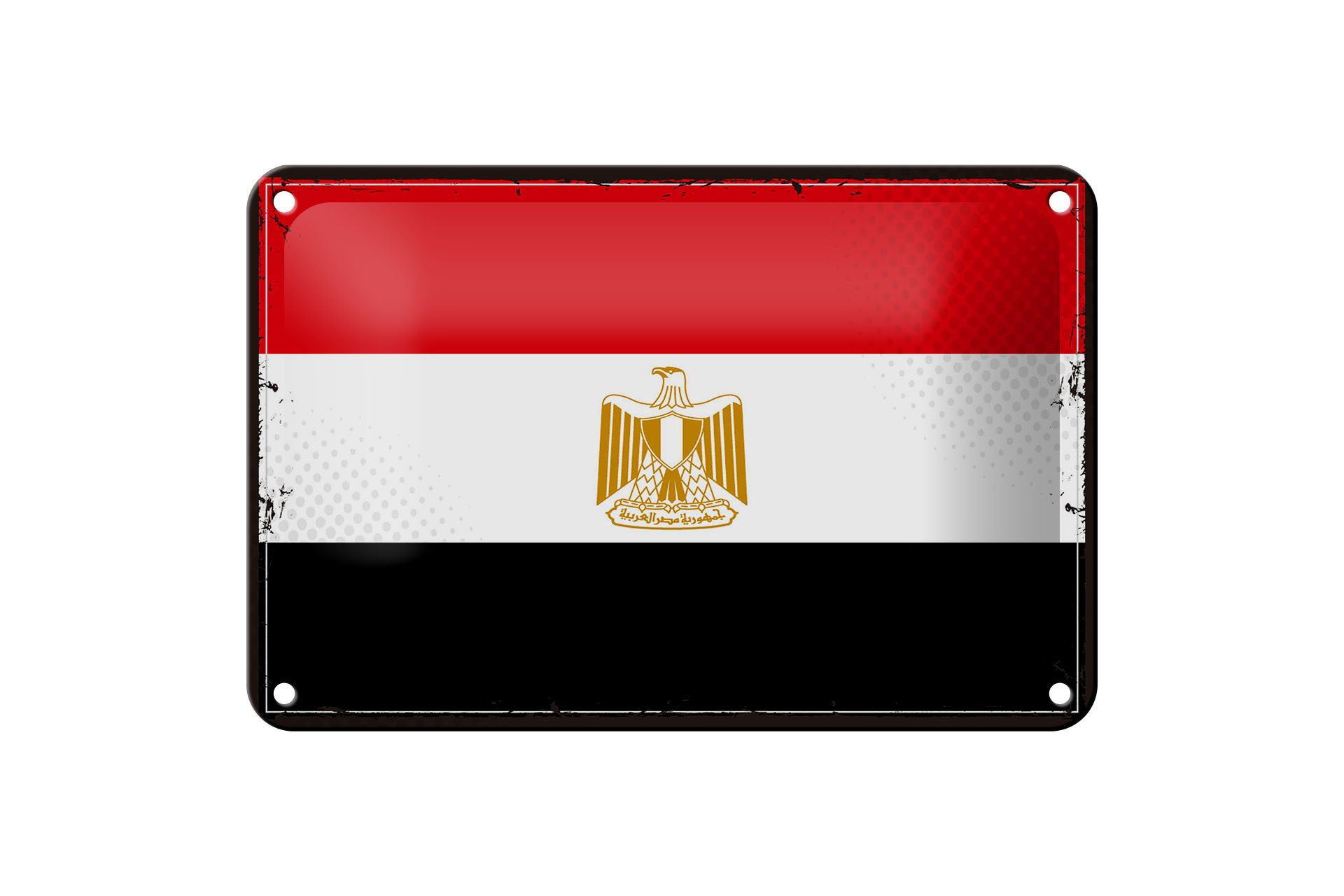 Femer GmbH Metallschild Flagge Ägyptens 18x12cm Retro Flag of Egypt, (1 St), gewölbte Oberfläche, abgerundete Ecken, umgeschlagene Kanten