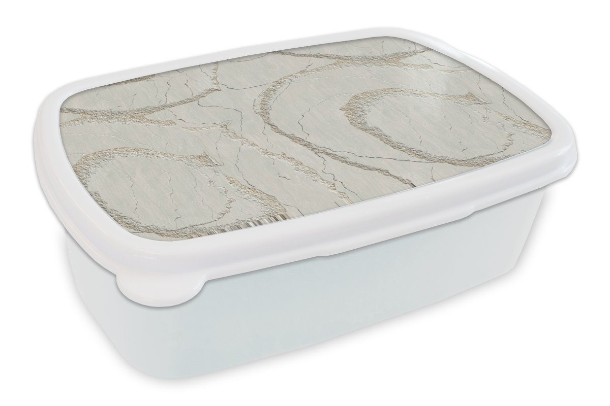 MuchoWow Lunchbox Stein - Boden - Muster, Kunststoff, (2-tlg), Brotbox für Kinder und Erwachsene, Brotdose, für Jungs und Mädchen weiß