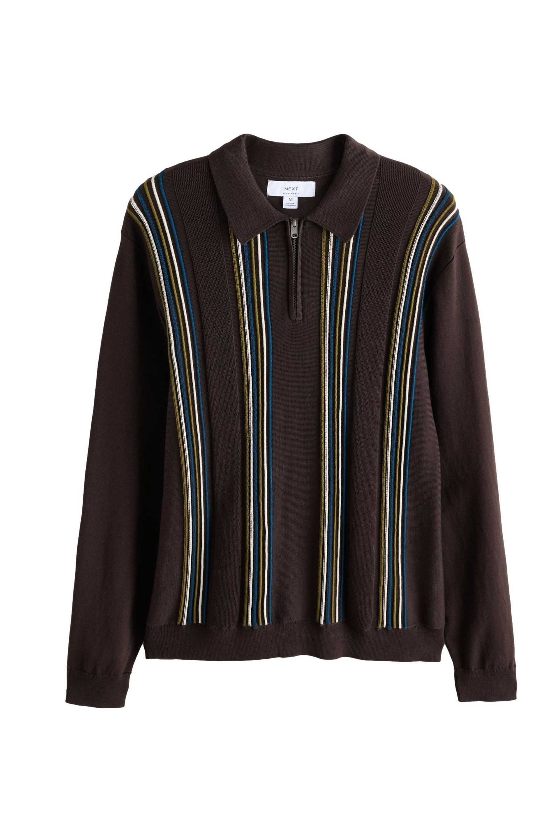 Next Polokragenpullover Strick-Poloshirt mit RV-Kragen und Streifen (1-tlg)