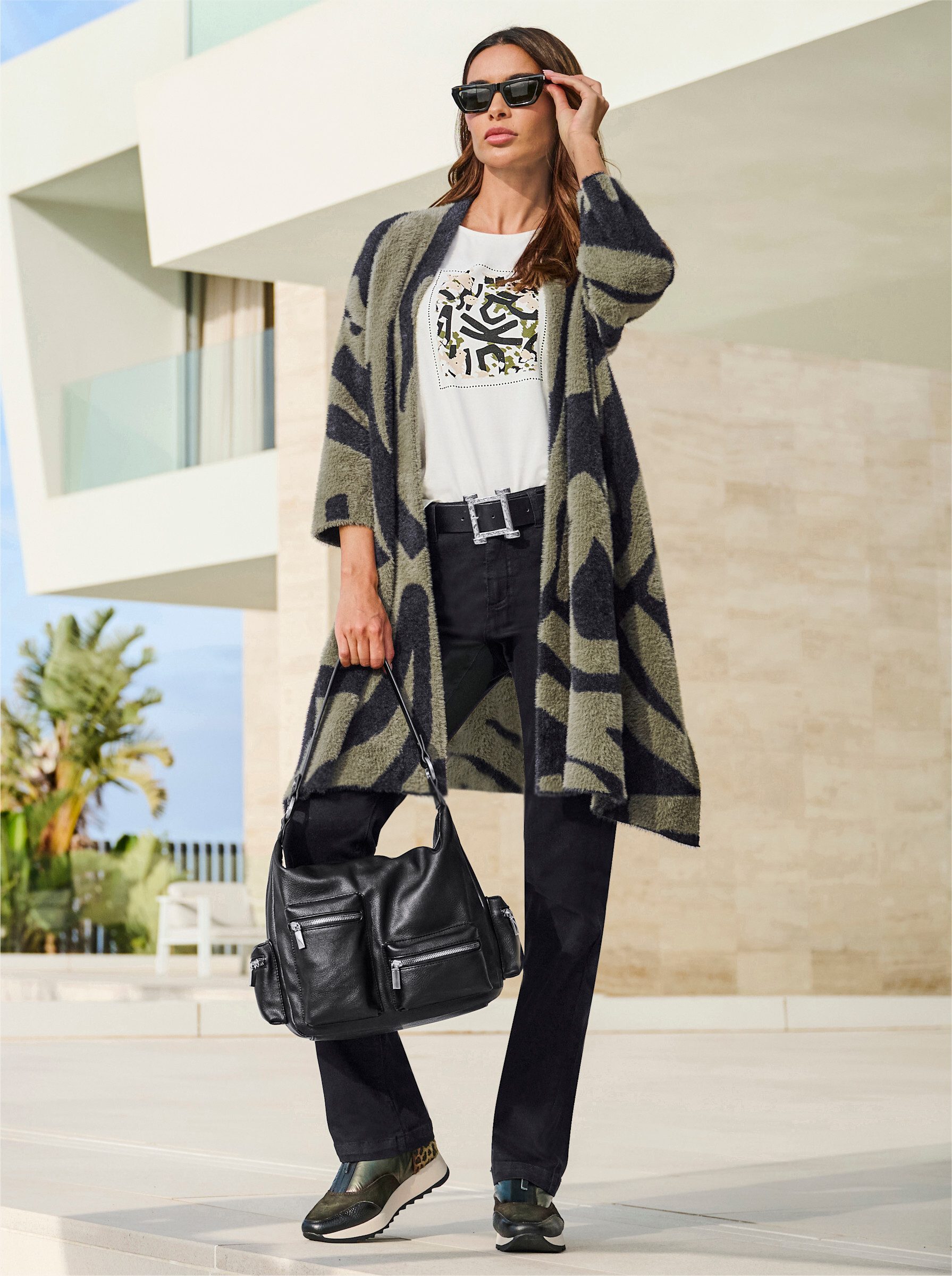 heine Strickjacke Strickmantel 3/4-Arm Jacquard, Effektgarn günstig online kaufen