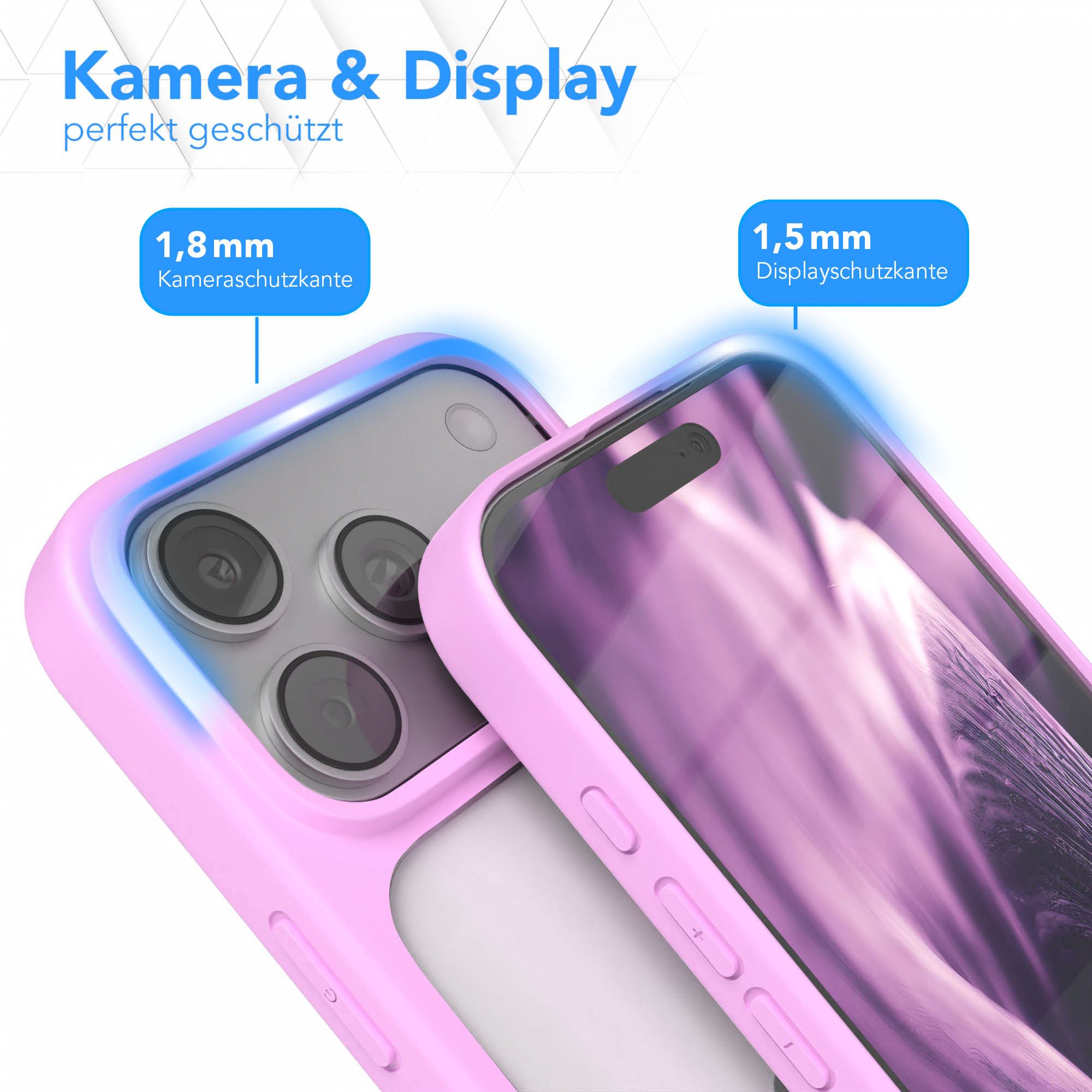 EAZY CASE Handyhülle Bumper Case für Apple iPhone 17 Pro 6,3 Zoll, Handyhülle Dünn mit Kameraschutz Hybrid Handyhülle stoßfest Helllila – Bild 3 von 5