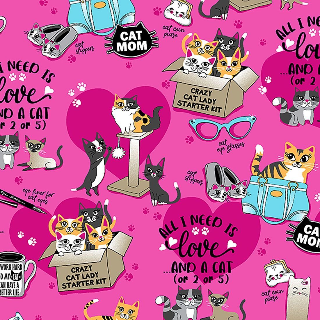 Dickies Funktionsbluse Bunt bedruckter Motiv Cats" Kasack Kasack "Love mit Damen