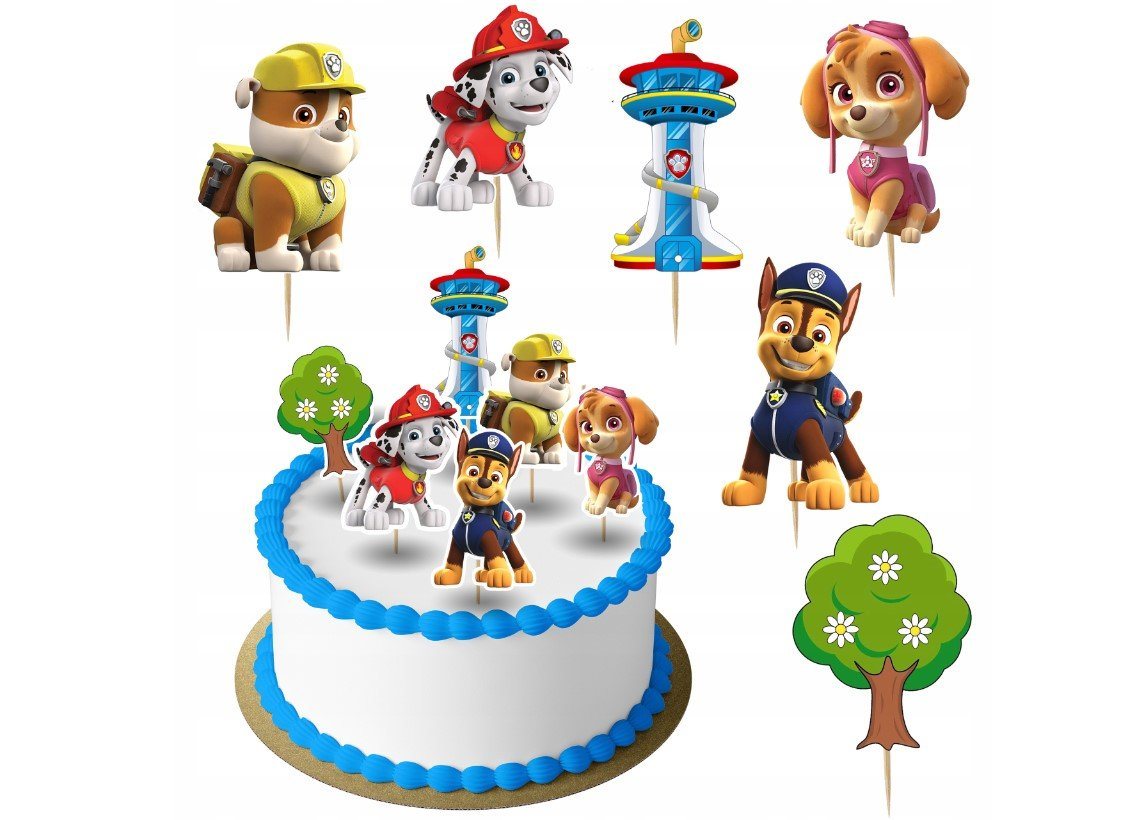 Festivalartikel Tortenstecker PAW PATROL Topper Set 6 Stk Geburstag Torten Deko Kuchen Junge