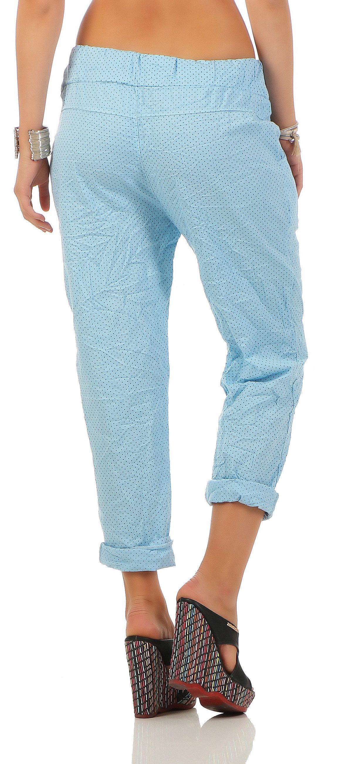 Mississhop Chinohose Trendige Jogger-Hose mit Print & Patches – Bequem