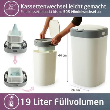 Parpalinam Windeleimer Windeleimer Baby Geruchsdicht Keimfrei mit 1 x Nachfüllkassette, 19 l, bis zu 505 Windeln