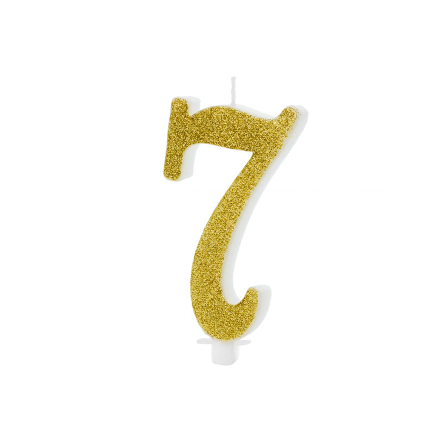 partydeco Geburtstagskerze Geburtstagskerze Glitter Gold - 10 cm, Ziffer ''7