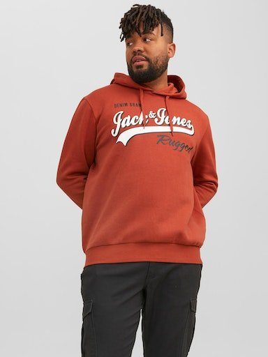 Jack & Jones SWEAT Kapuzensweatshirt PLS JJELOGO 23/24 HOOD 2 PlusSize NOOS cinnabar COL