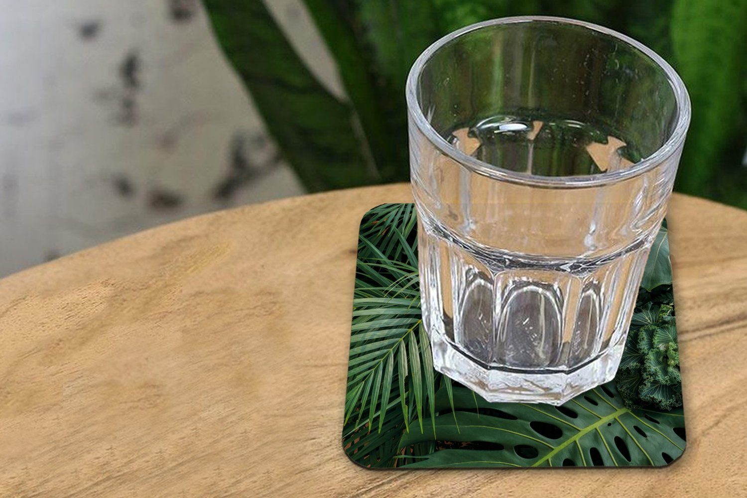MuchoWow Glasuntersetzer Pflanzen - Dschungel - Blätter - Tropisch, Zubehör für Gläser, 6-tlg., Tassenuntersetzer Kork, Quadrat, Untersetzer Set Gläser, 10x10 cm