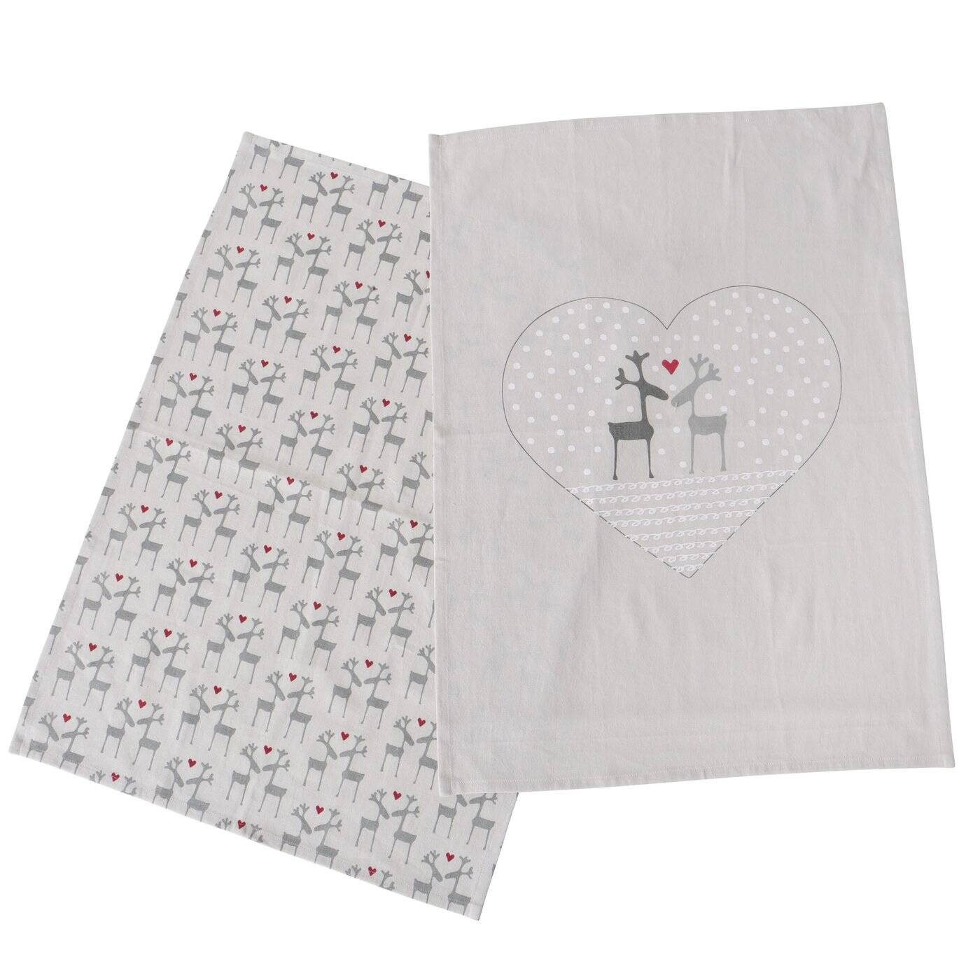 BOLTZE GRUPPE GmbH Geschirrtuch Küchentücher mit festlichem Muster LOVELIES, 50 x 70 cm, 2er-Set, 2er-Set