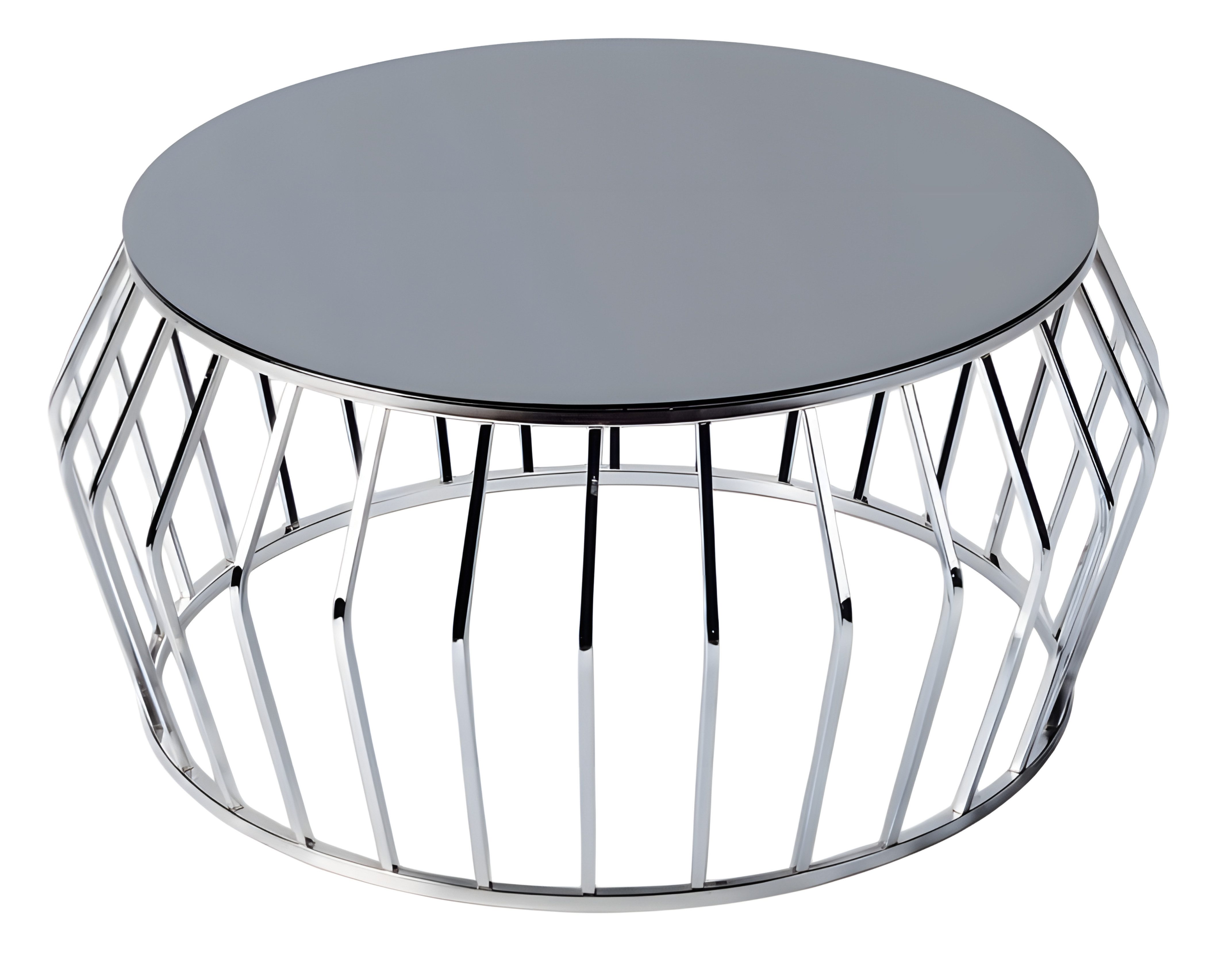JVmoebel Couchtisch Grauer Edelstahl Couchtisch mit mattem Finish und klarem Design (Packung), Made in Europe
