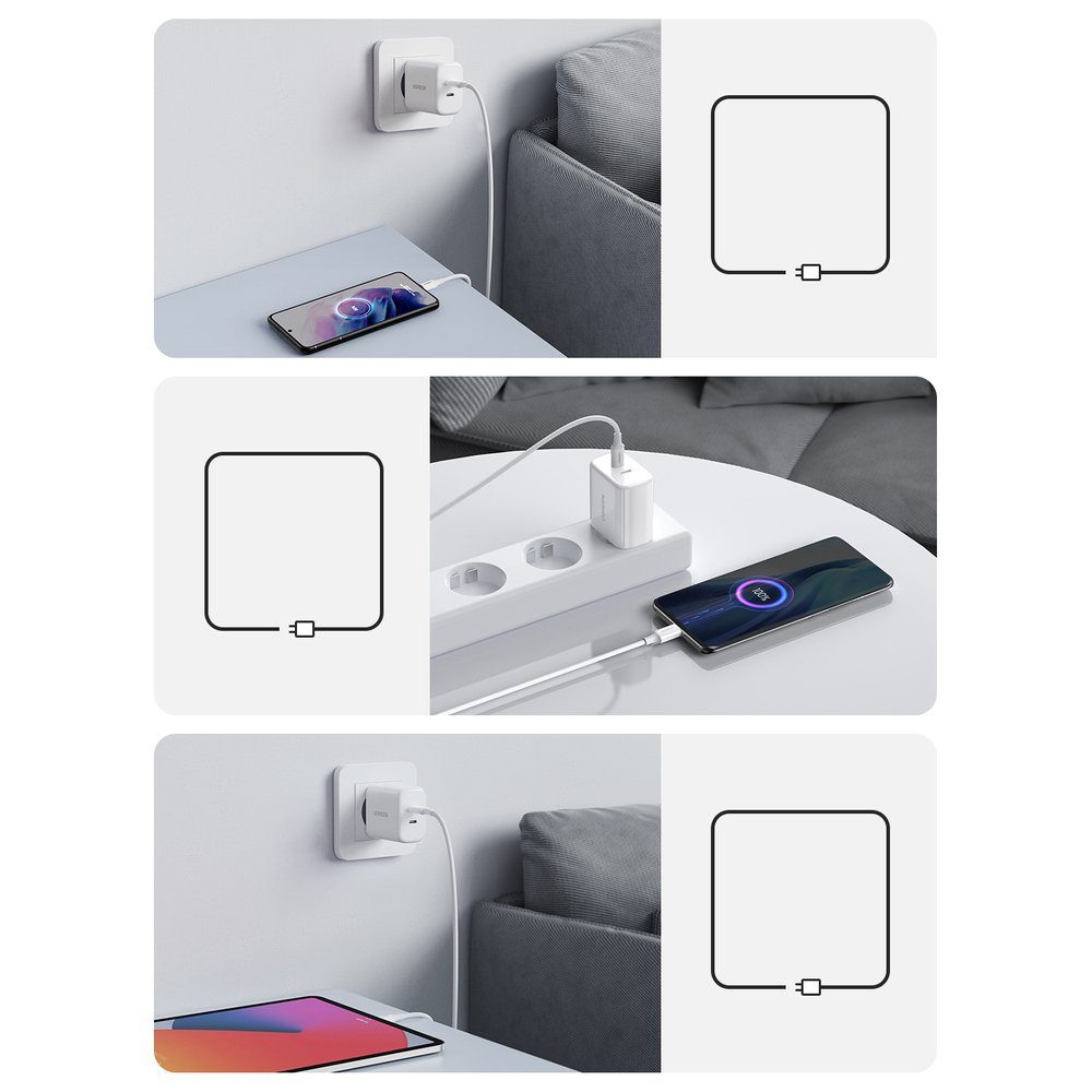 UGREEN Reiseladegerät 2x USB Typ C 40W Power Delivery Schnell-Ladegerät Smartphone-Ladegerät