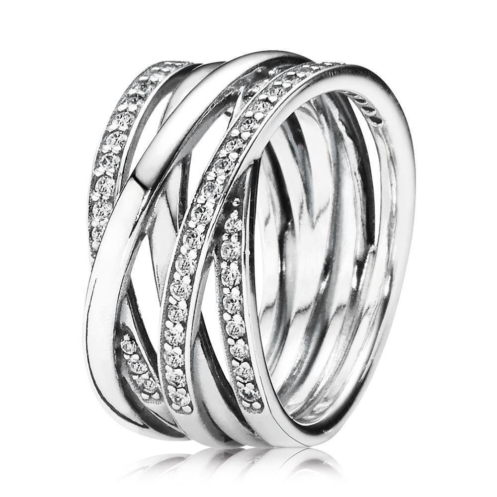 Pandora Fingerring Ring aus 925er Silber mit Zirkonia von PANDORA 190919CZ (Größe: 58mm)