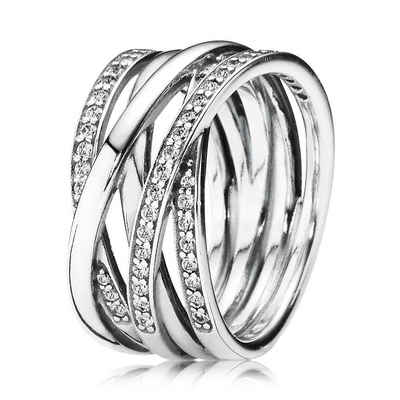 Pandora Fingerring Pandora Jewelry Entwined Cubic Zirconia Ring, Sterling Silver, Size 10