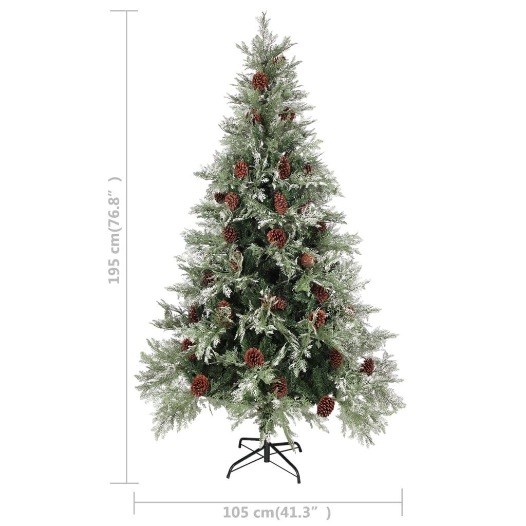 cm Künstlicher und furnicato Grün 195 Weihnachtsbaum & Weiß PVC mit Zapfen PE Weihnachtsbaum