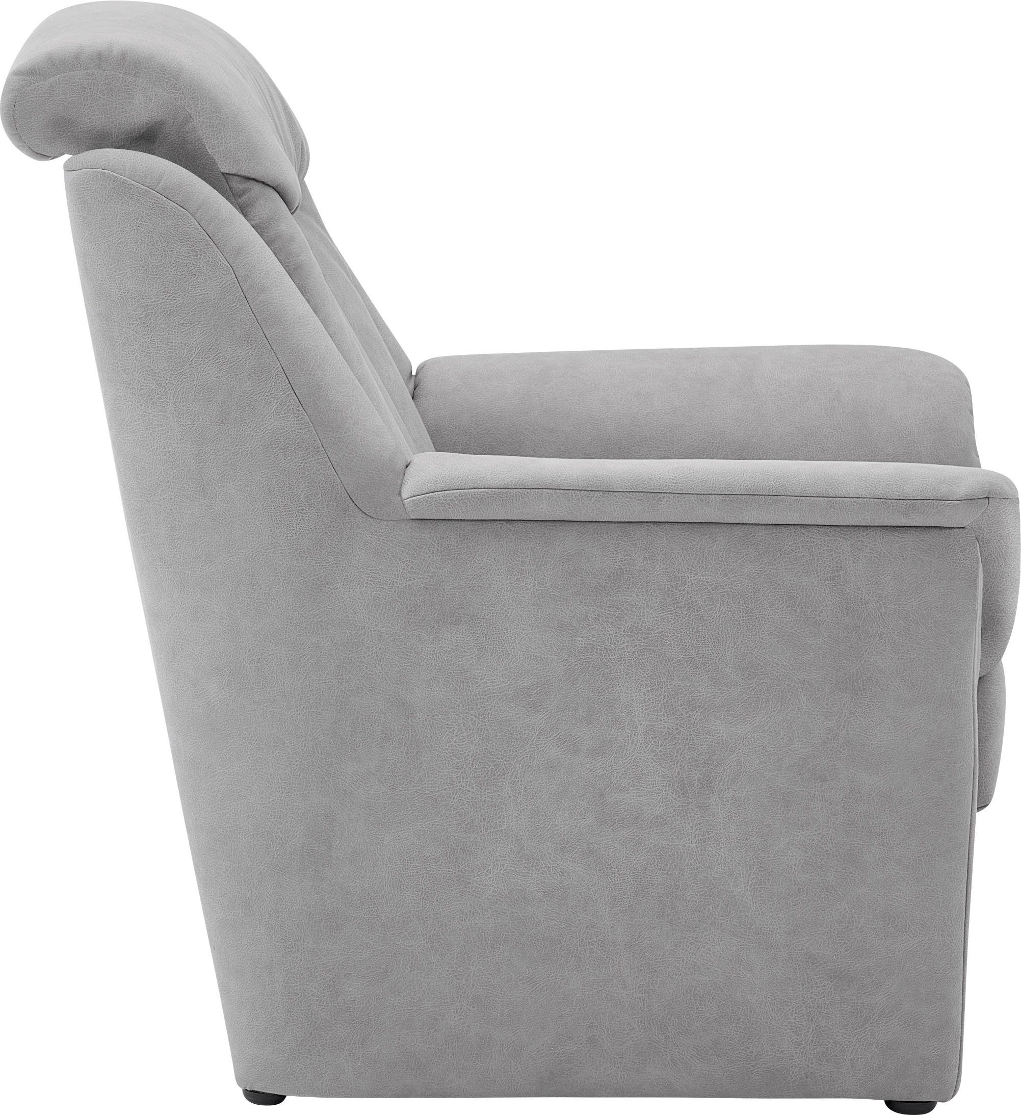 Kopfteilverstellung, VILLA Sitzhöhe Sessel in 3-tlg), Polstergarnitur BECK (Set, und Lugano, cm, 3-Sitzer 49 2x