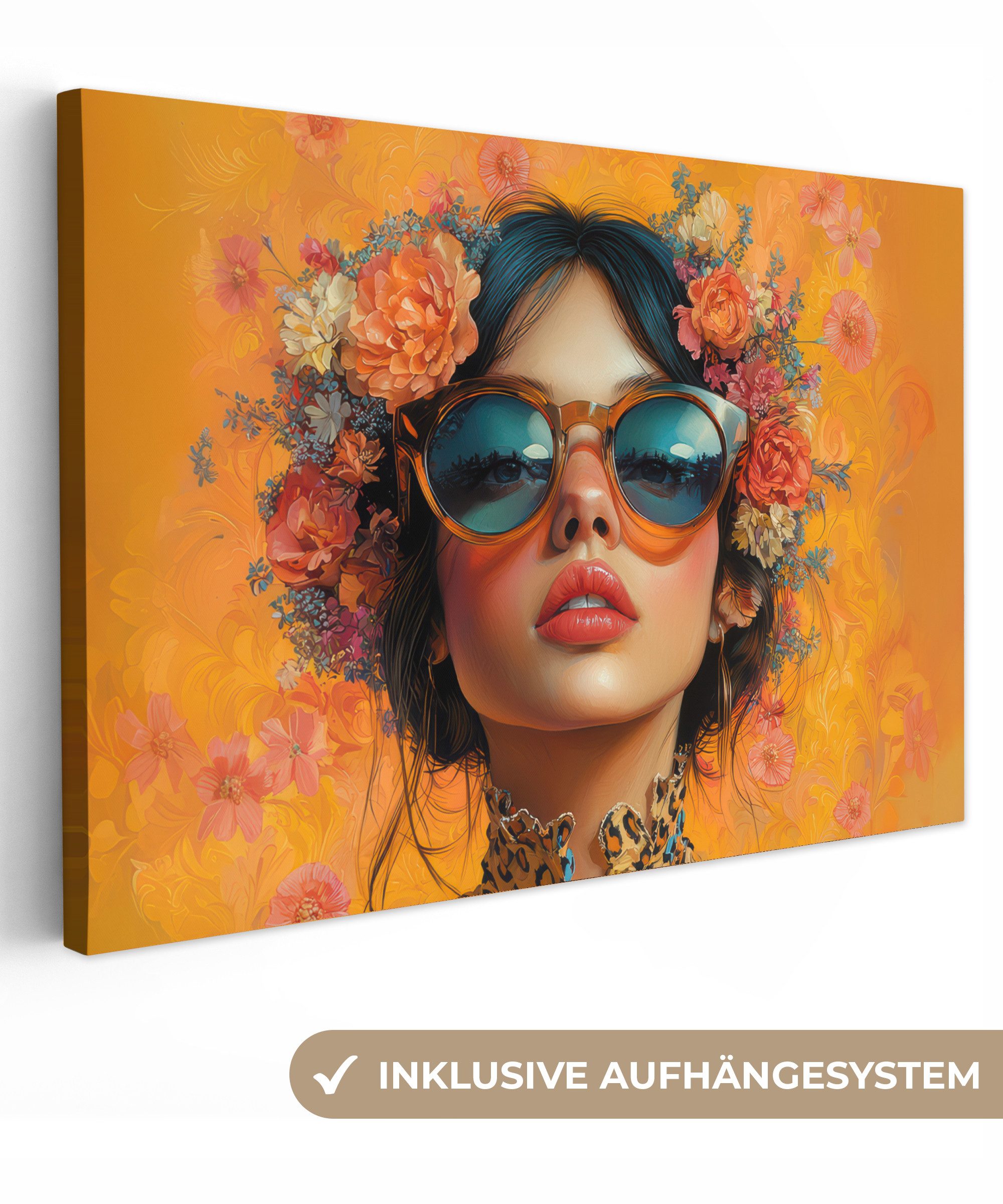 OneMillionCanvasses® Leinwandbild Frau - Blumen - günstig online kaufen