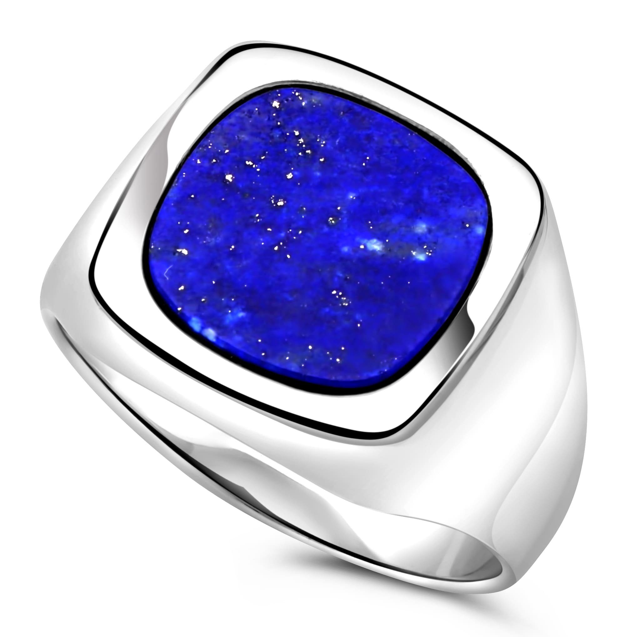 Siegelring Siegelring Lapislazuli Blau Massiv 925er Sterling Silber, Made in Italy für Damen und Herren