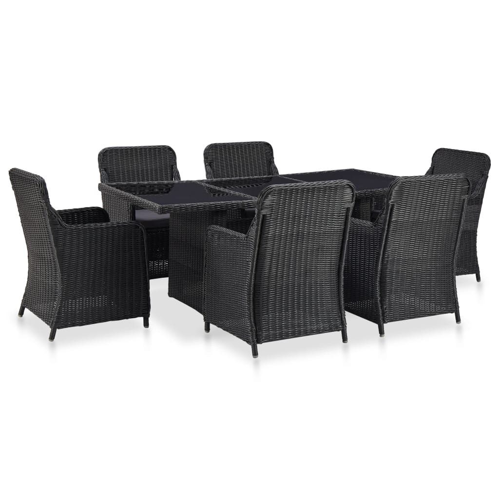 vidaXL GartenEssgruppe »7tlg. GartenEssgruppe Poly Rattan Schwarz